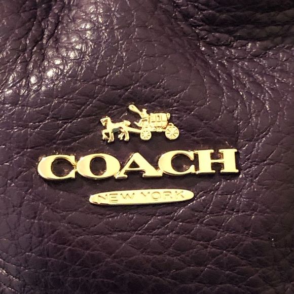 COACH Madison Phoebe Tumbled Purple Leather Purple Lining 3 Section Shoulder Bag - Picture 3 of 16